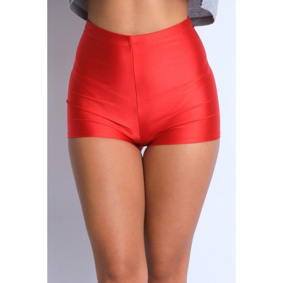 Women High Waist Shiny Tricot Stretchy Skinny Rave Dance Yoga Biker Shorts S M L - Picture 9 of 9